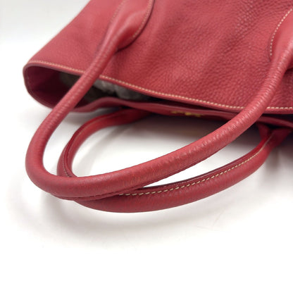 Prada Vitello Dyno 2-Way Shoulder Leather Red Tote Gold — view 6