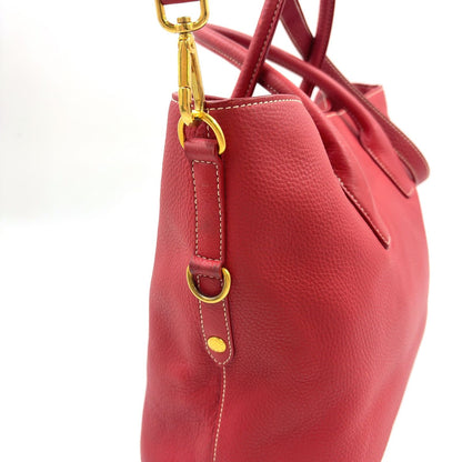 Prada Vitello Dyno 2-Way Shoulder Leather Red Tote Gold — view 8