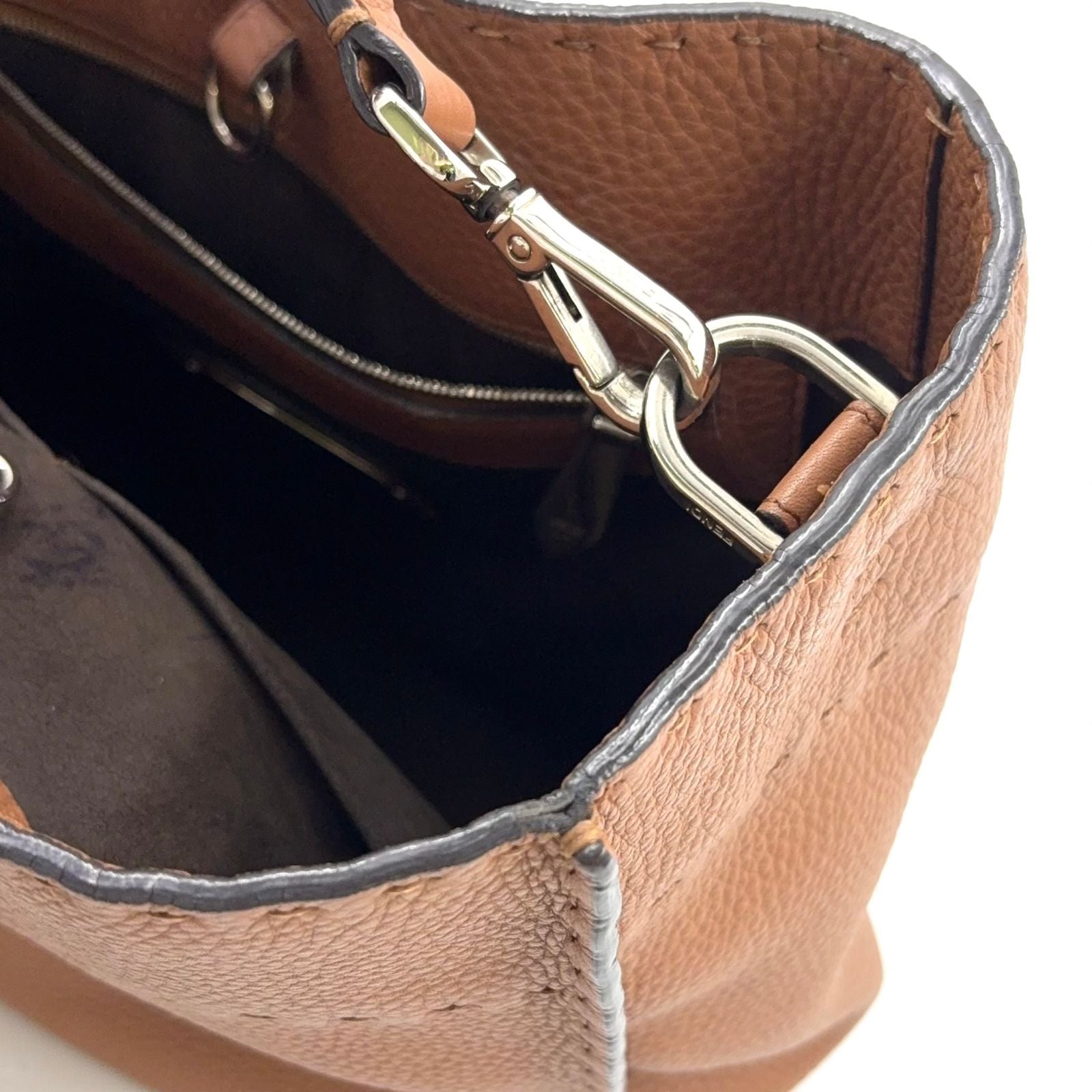Fendi Selleria Anna Small Leather Pink Beige Handbag Silver — view 8