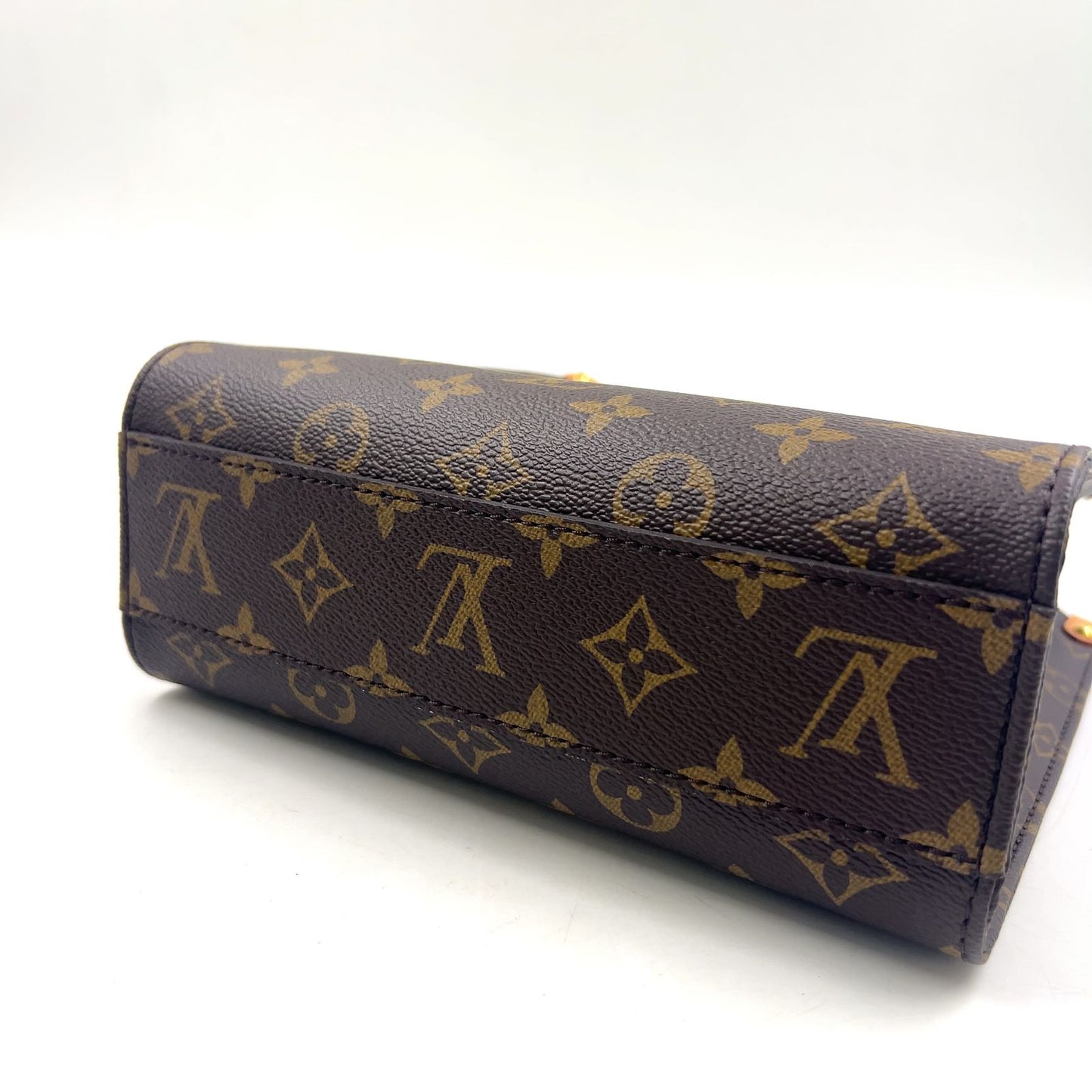 Louis Vuitton Sac Plat BB 2-Way Shoulder Leather Brown Light Handbag Gold — view 5