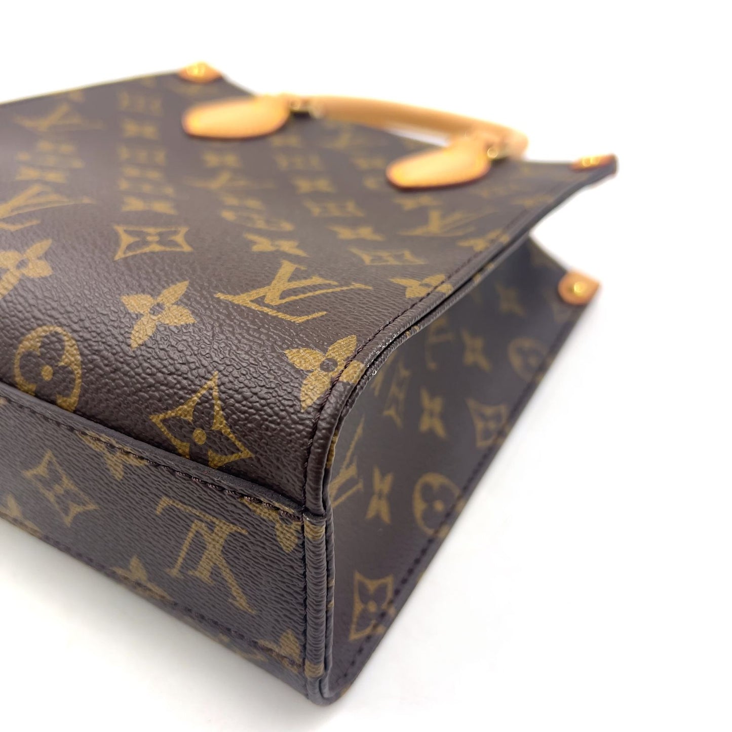 Louis Vuitton Sac Plat BB 2-Way Shoulder Leather Brown Light Handbag Gold — view 6