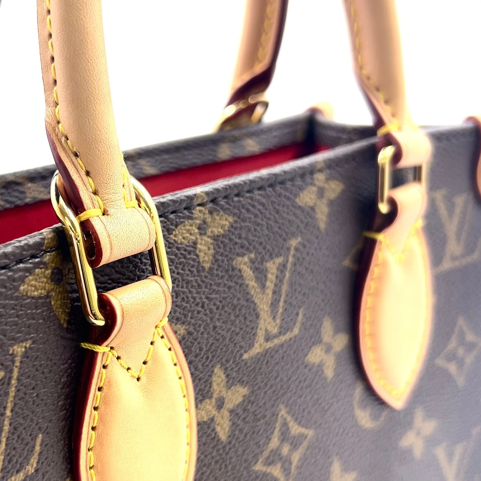 Louis Vuitton Sac Plat BB 2-Way Shoulder Leather Brown Light Handbag Gold — view 7