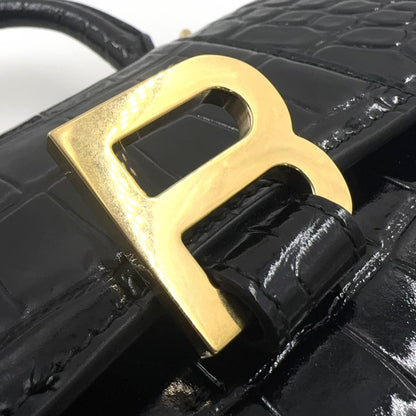 Balenciaga Hour Glass 2-Way Shoulder Calfskin Black Handbag Gold — view 6
