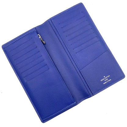 Louis Vuitton Portefeuille Brazza Taiga Cobalt Leather Blue Bifold Wallet Silver — view 3