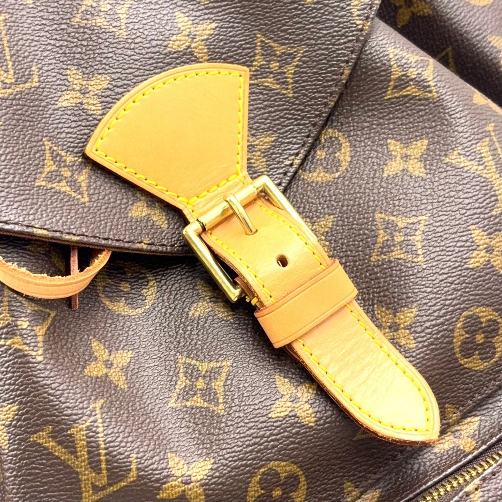 Louis Vuitton Montsouris GM Monogram Leather Brown Light Backpack Gold — view 9