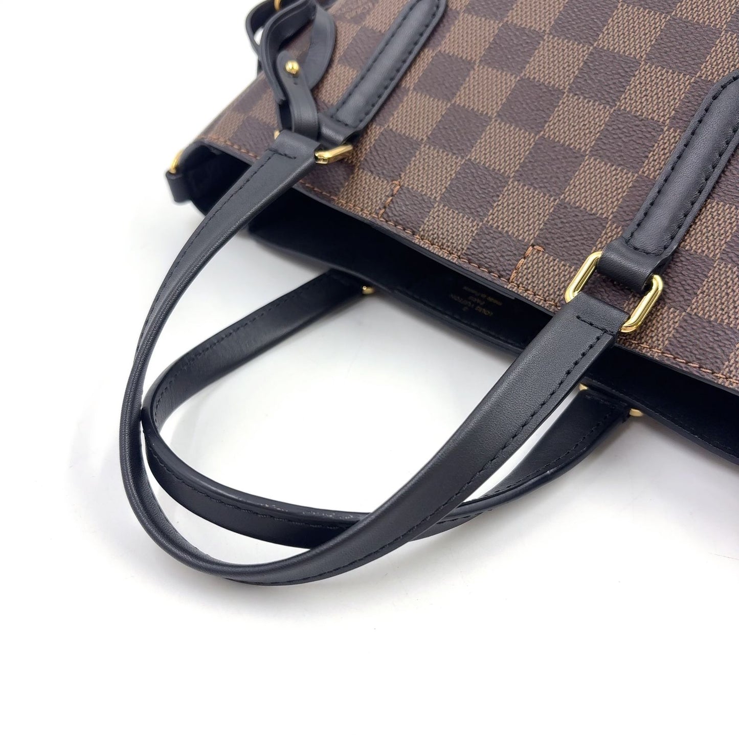Louis Vuitton Belmont NV BB Damier Ebene Leather Brown Black Handbag Gold — view 5