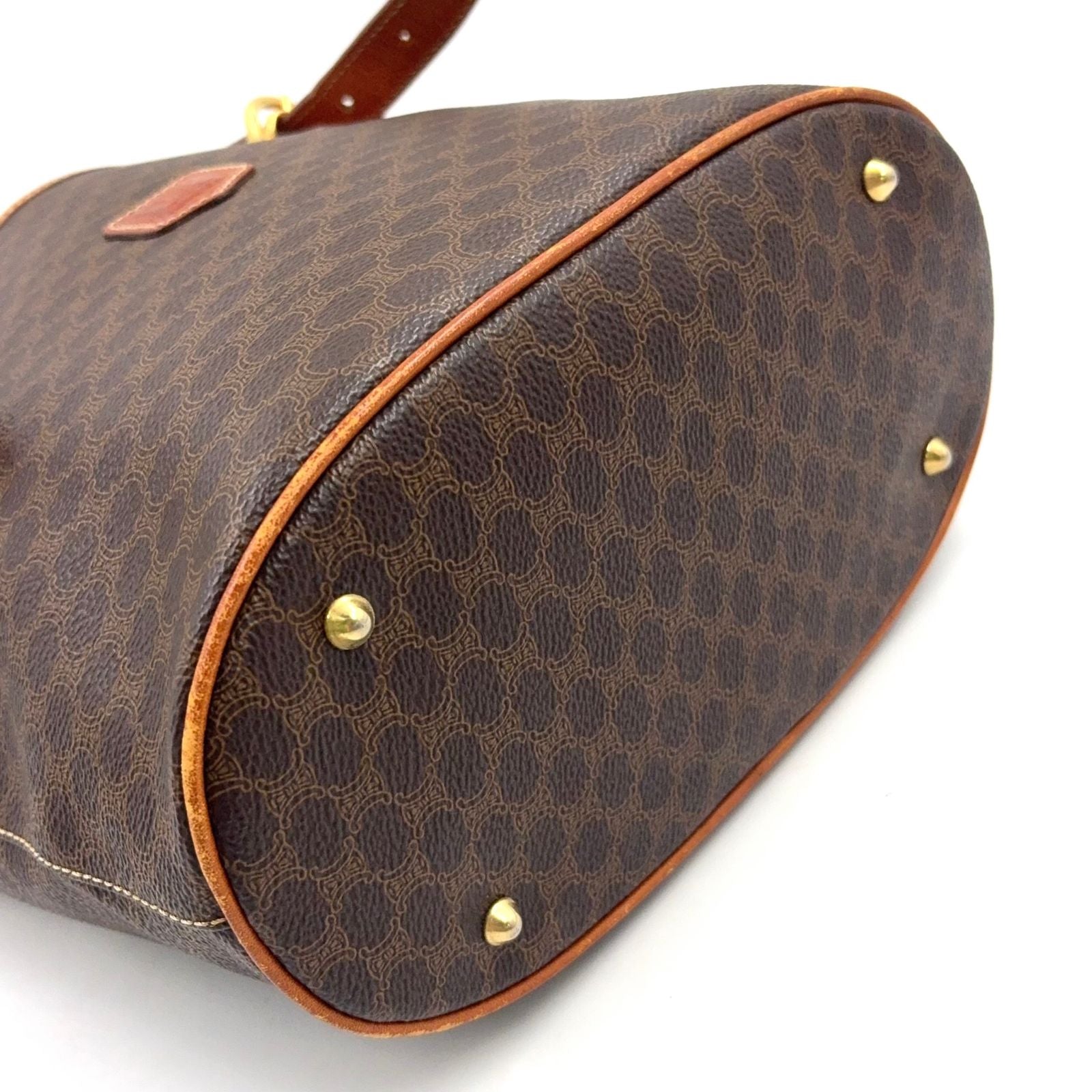 Celine Macadam Bucket Leather Brown Light Tote Gold — view 5