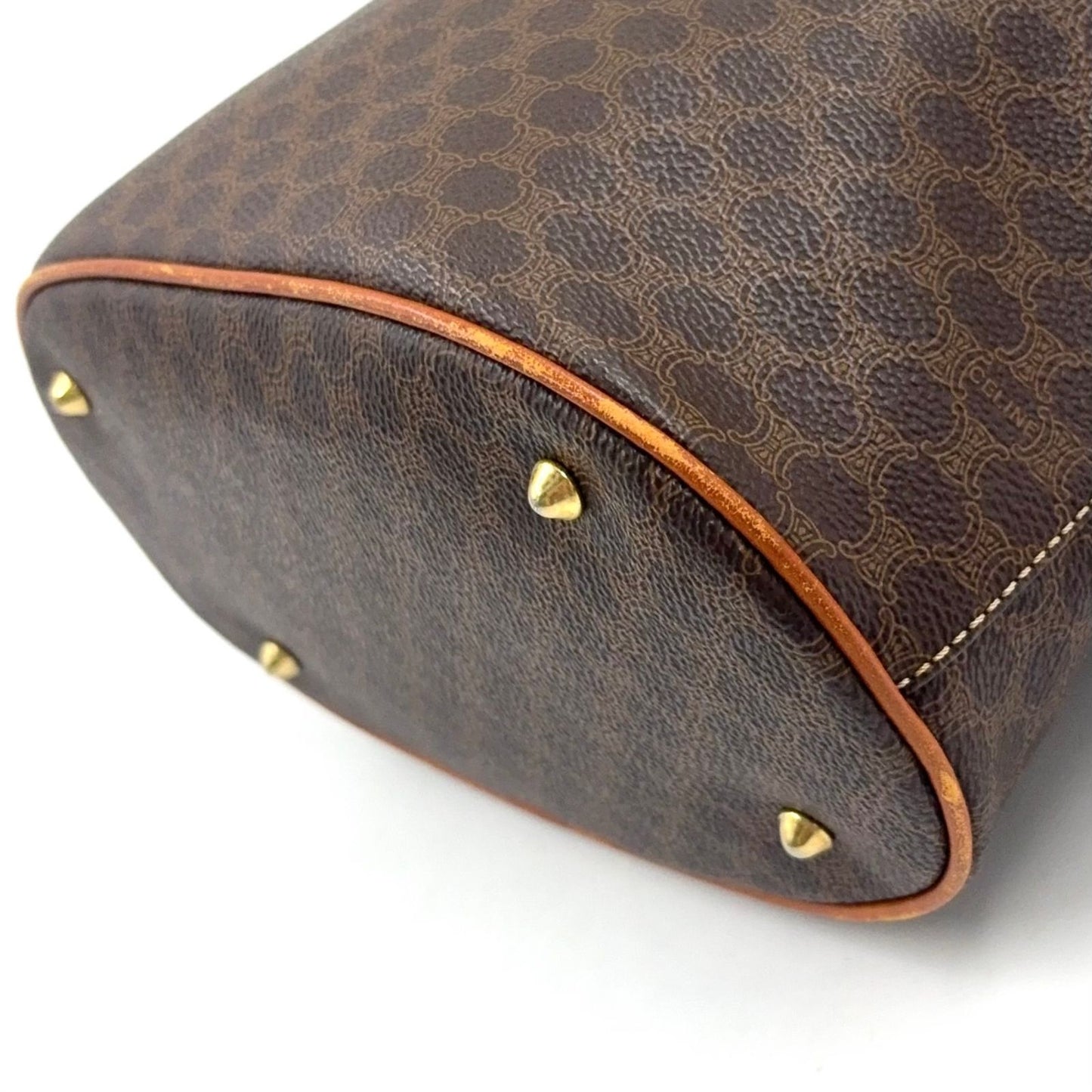 Celine Macadam Bucket Leather Brown Light Tote Gold — view 6