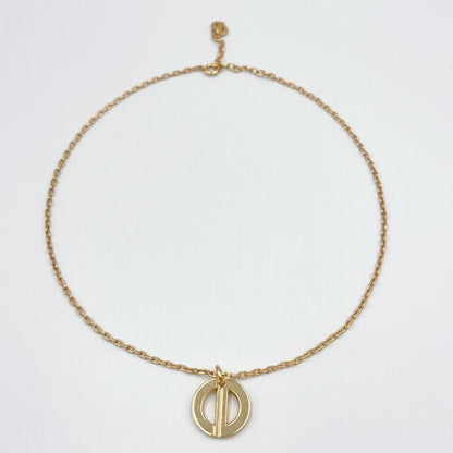 Dior CD Logo Circle Gold Plated Necklace — view 3