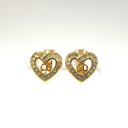 Dior CD Logo Heart Motif Earrings Color Stone Clear Gold — view 8