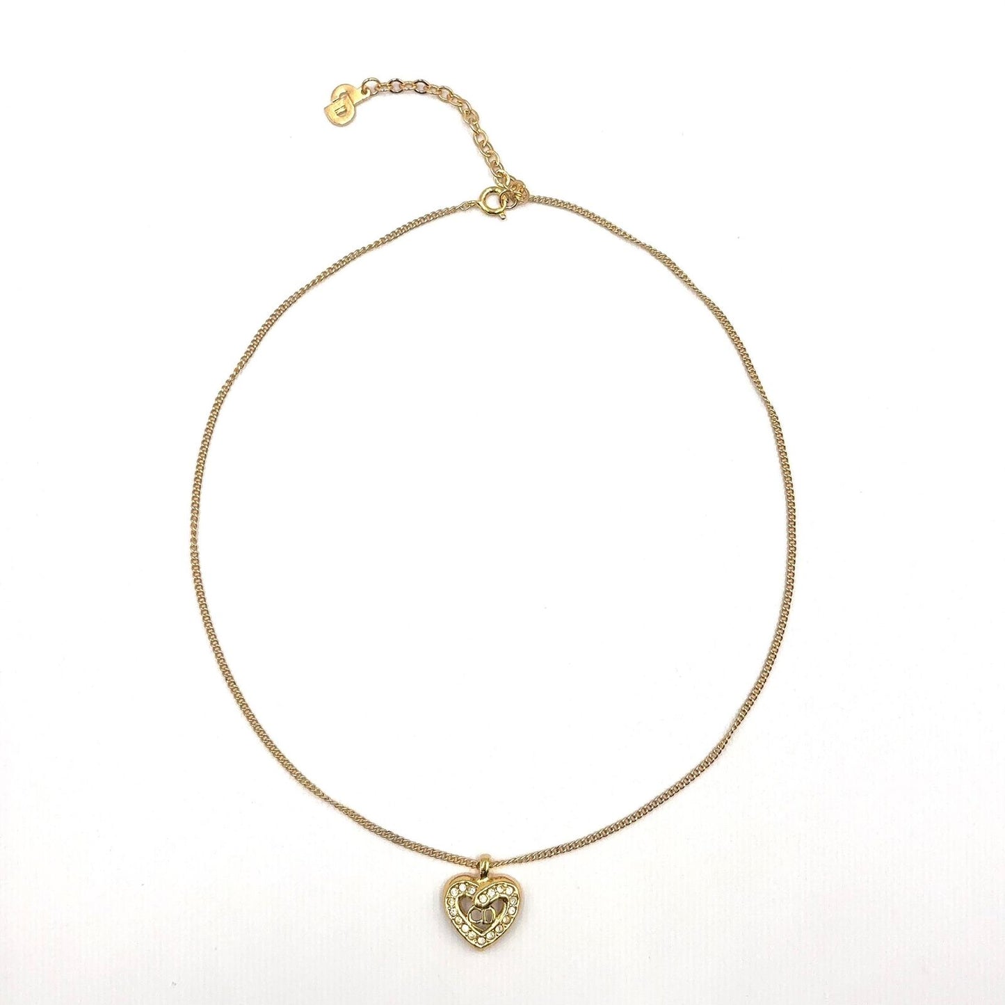 Dior CD Logo Heart Motif Earrings Color Stone Clear Gold — view 4