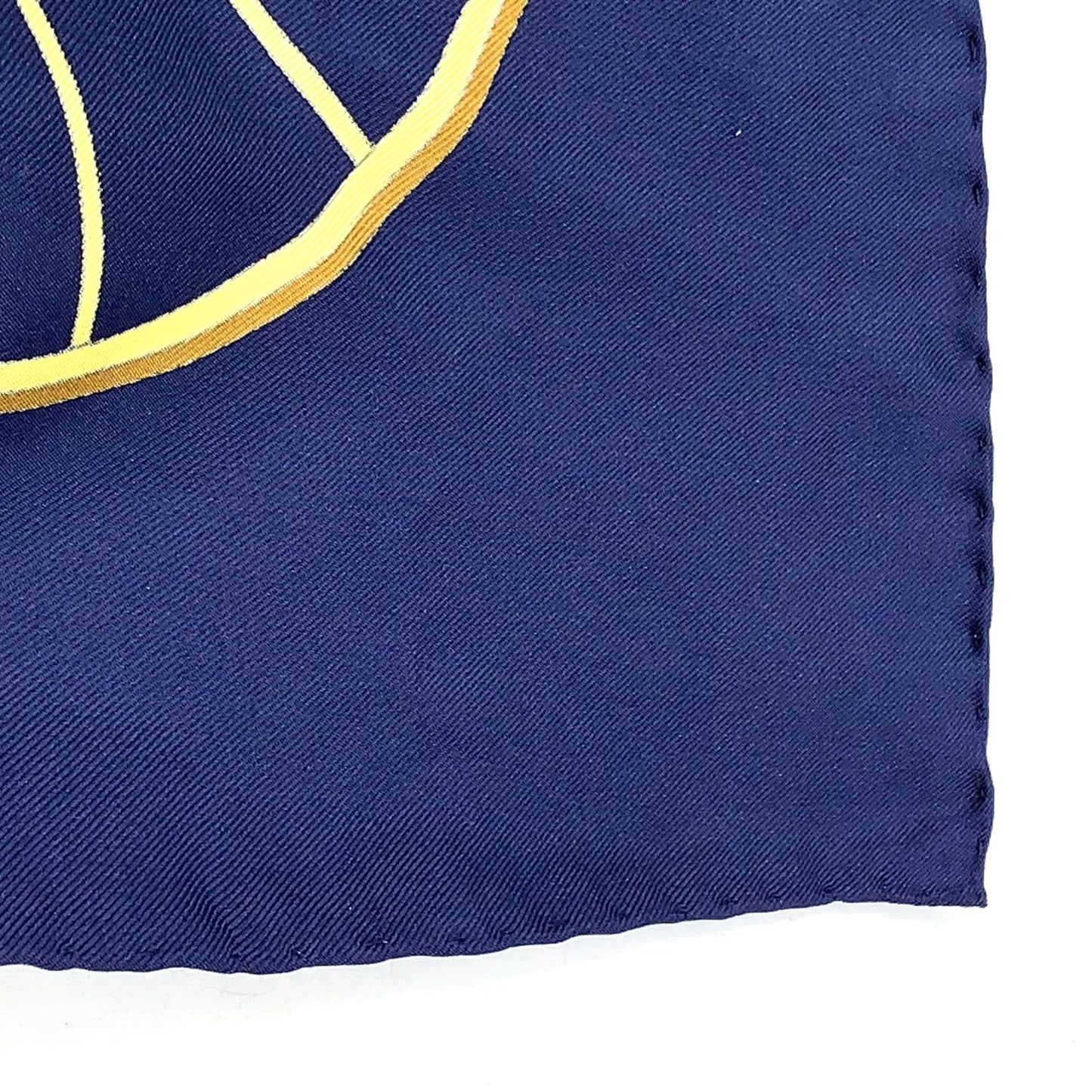Hermes Carre 90 Spring Silk Yellow Navy White Scarf — view 8