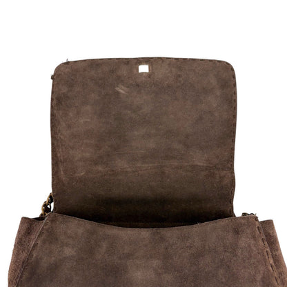 Prada Toggle Closure Chain Shoulder Bag Hobo Brown Suede Leather — view 6