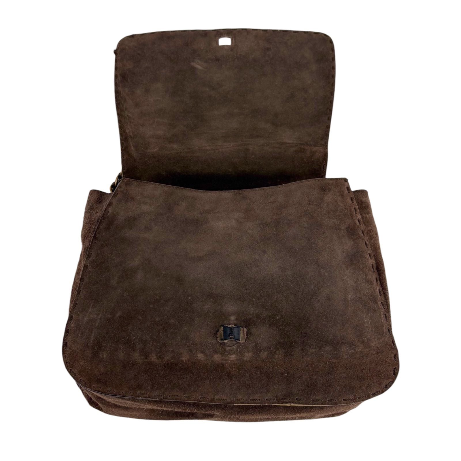 Prada Toggle Closure Chain Shoulder Bag Hobo Brown Suede Leather — view 5