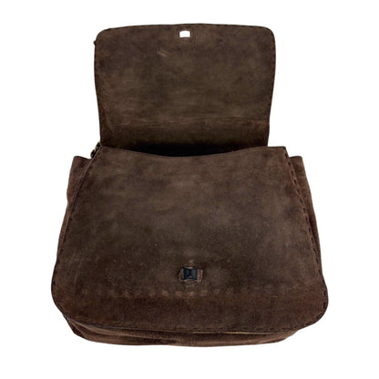 Prada Toggle Closure Chain Shoulder Bag Hobo Brown Suede Leather — view 5