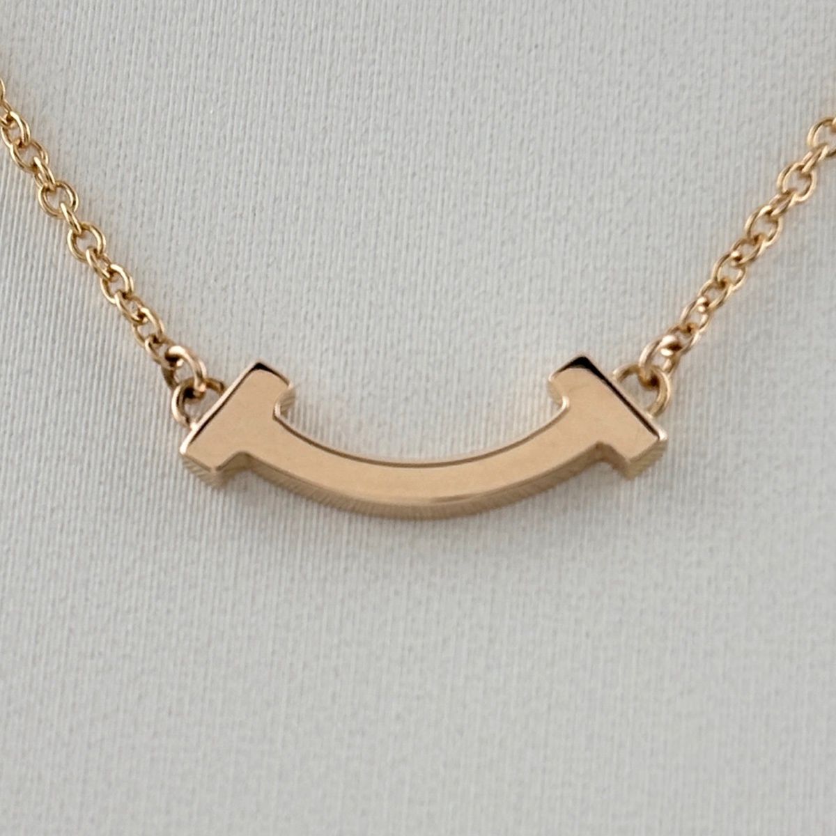 Tiffany & Co T Smile Mini Necklace PG Pink Gold Pendant — view 2