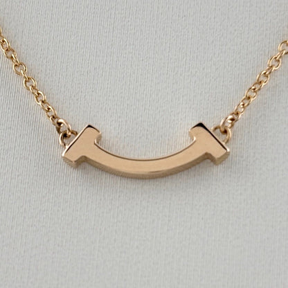 Tiffany & Co T Smile Mini Necklace PG Pink Gold Pendant — view 2