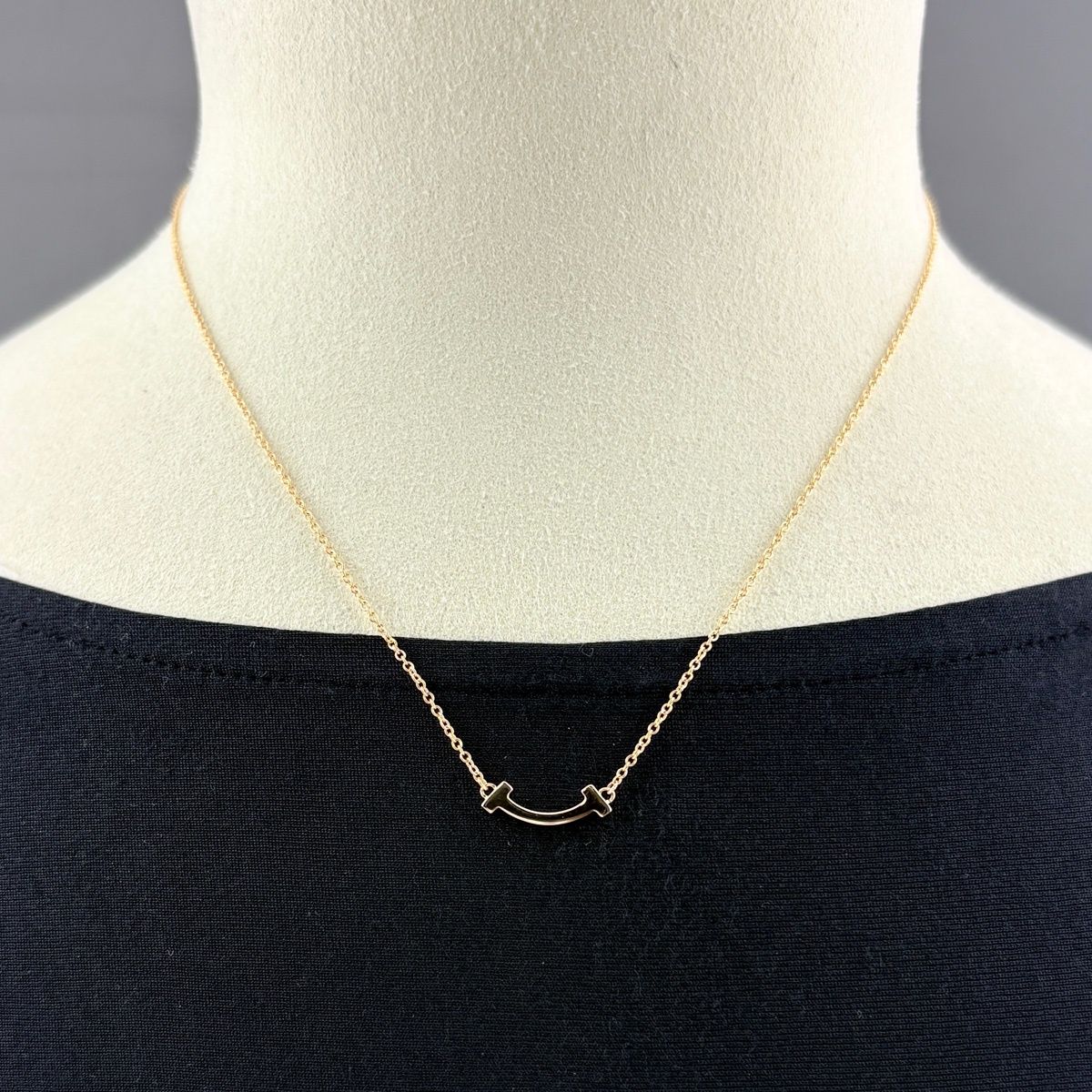 Tiffany & Co T Smile Mini Necklace PG Pink Gold Pendant — view 3