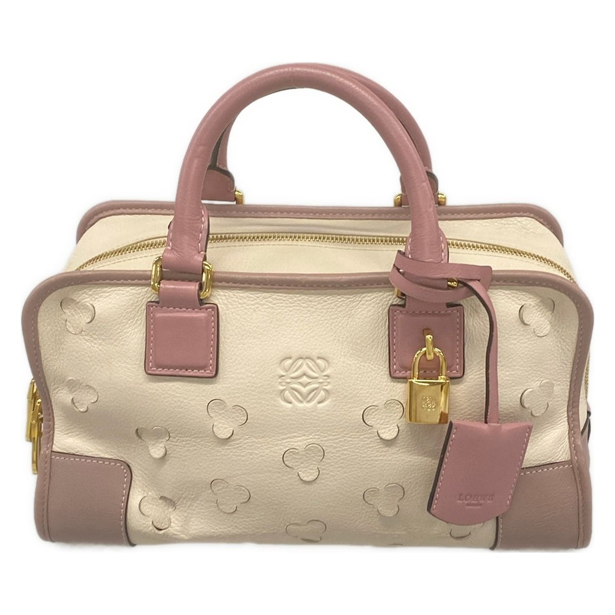 Loewe Handbag Amazona 28 Ivory Pink Beige Limited Edition Leather