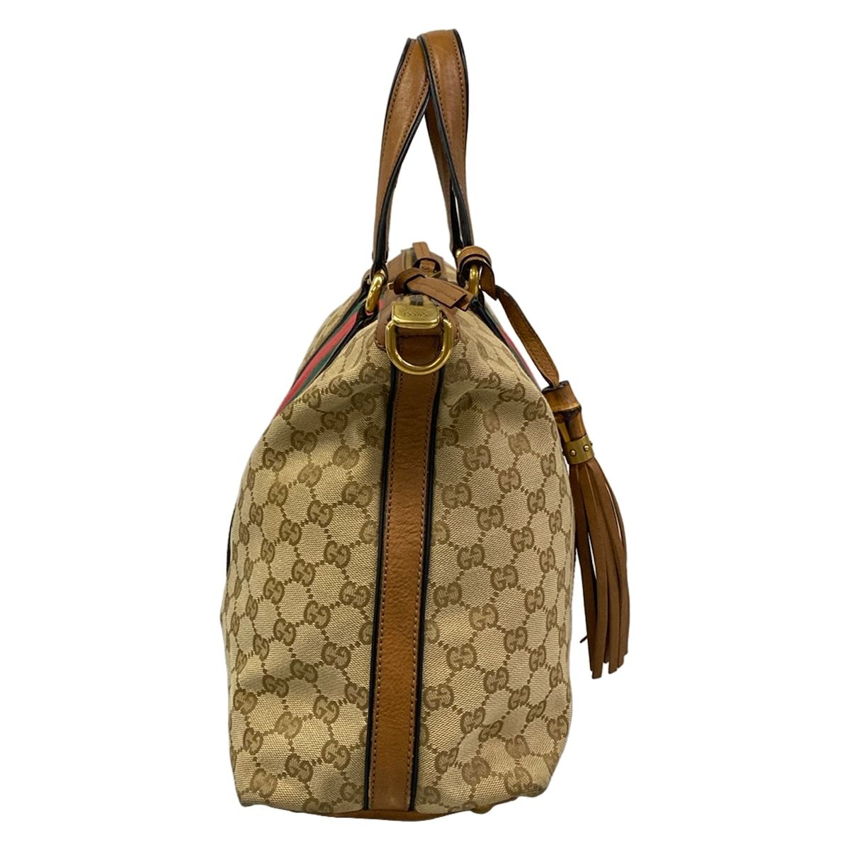 Gucci Handbag GG Pattern Sherry Brown Red Multi Leather — view 2