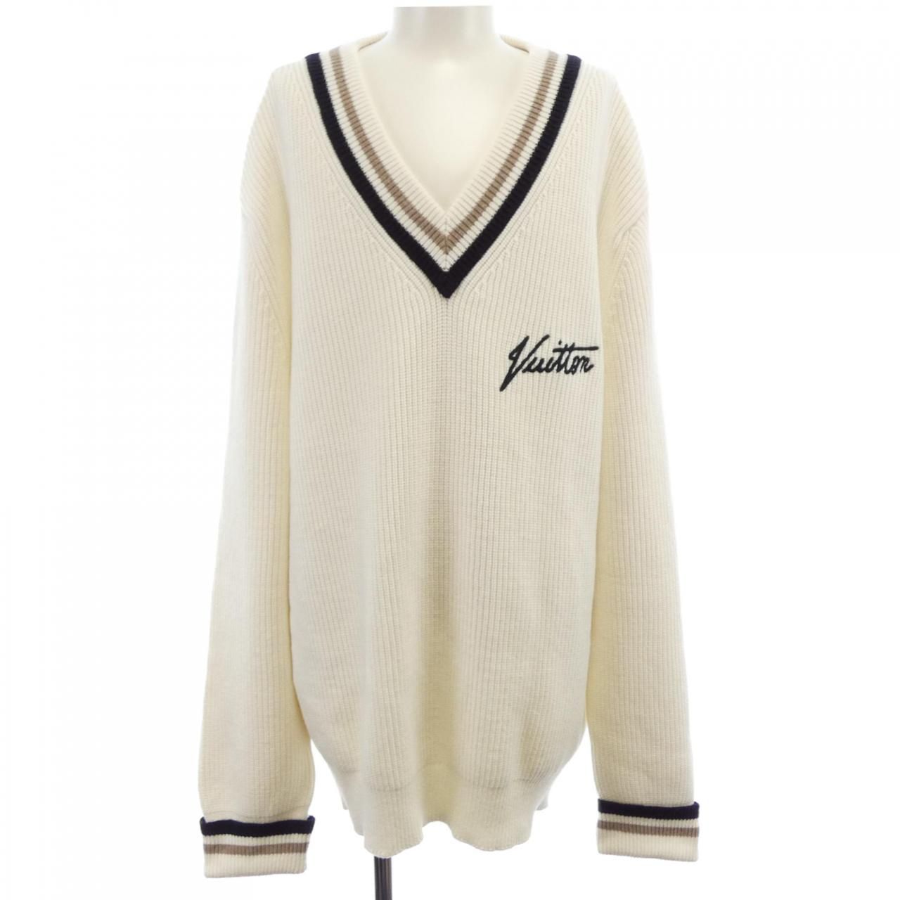 Louis Vuitton Oversize V-neck Signature Pullover Knit Sweater