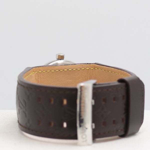 Louis Vuitton And Tambour Quartz Date Brown Dial Watch — view 4
