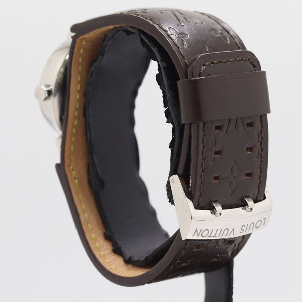 Louis Vuitton And Tambour Quartz Date Brown Dial Watch — view 3