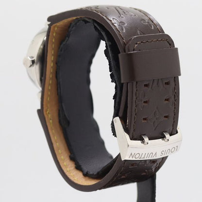 Louis Vuitton And Tambour Quartz Date Brown Dial Watch — view 3
