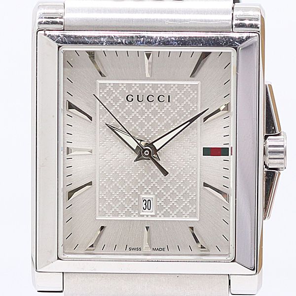 Gucci Timeless Square 138.4 Quartz Date Silver Dial Watch