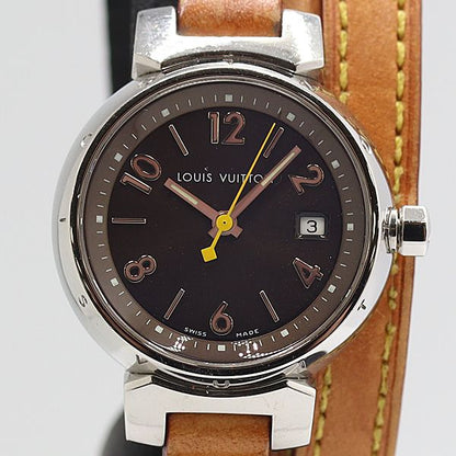 Louis Vuitton Tambour Quartz Date Brown Dial Watch