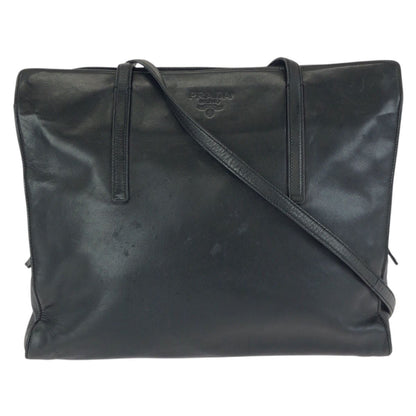 Prada Black Silver Leather Shoulder Bag