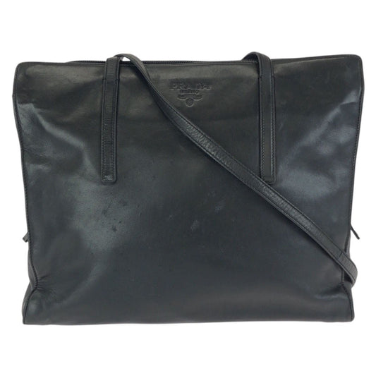 Prada Black Silver Leather Shoulder Bag