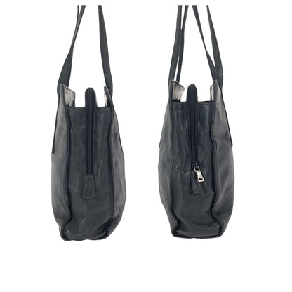 Prada Black Silver Leather Shoulder Bag — view 8