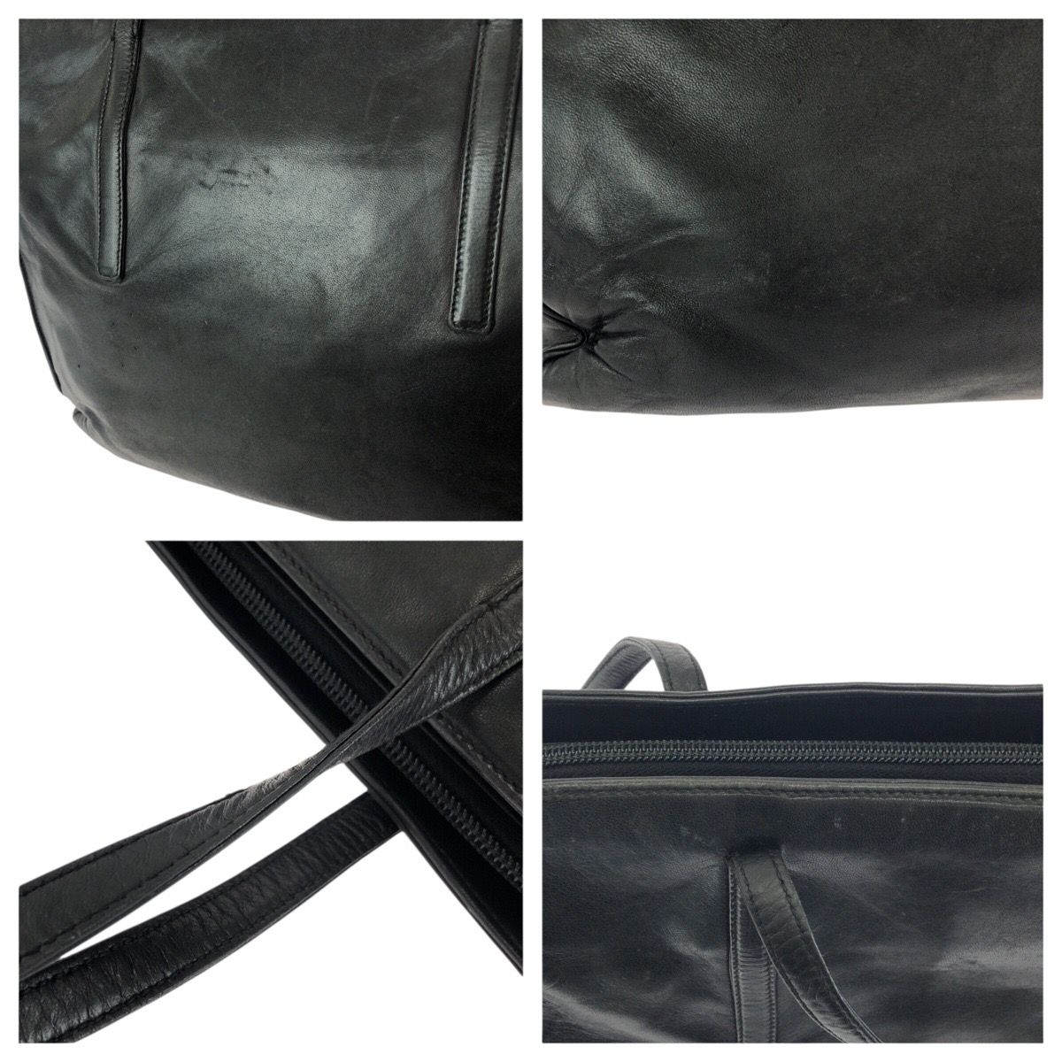 Prada Black Silver Leather Shoulder Bag — view 6