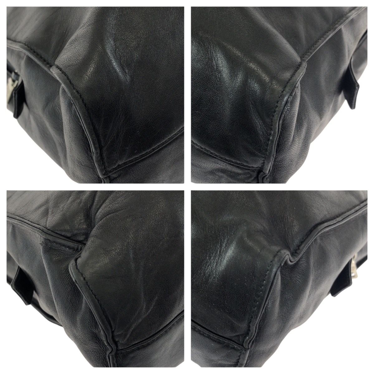 Prada Black Silver Leather Shoulder Bag — view 3
