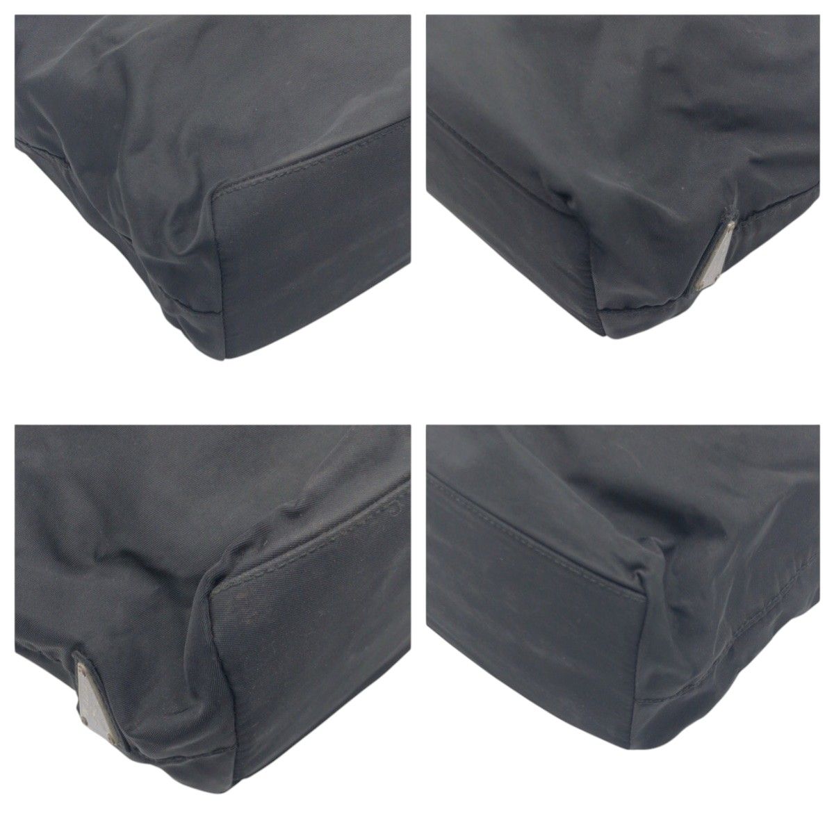 Prada Tessuto Triangle Logo Black Nylon Plastic Handle Tote — view 3