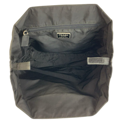 Prada Tessuto Triangle Logo Black Nylon Plastic Handle Tote — view 8