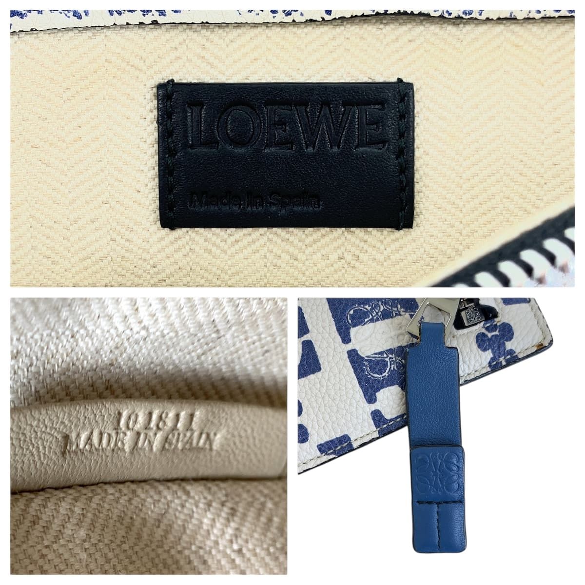 Loewe T Pouch Blue White Silver Leather Clutch — view 4