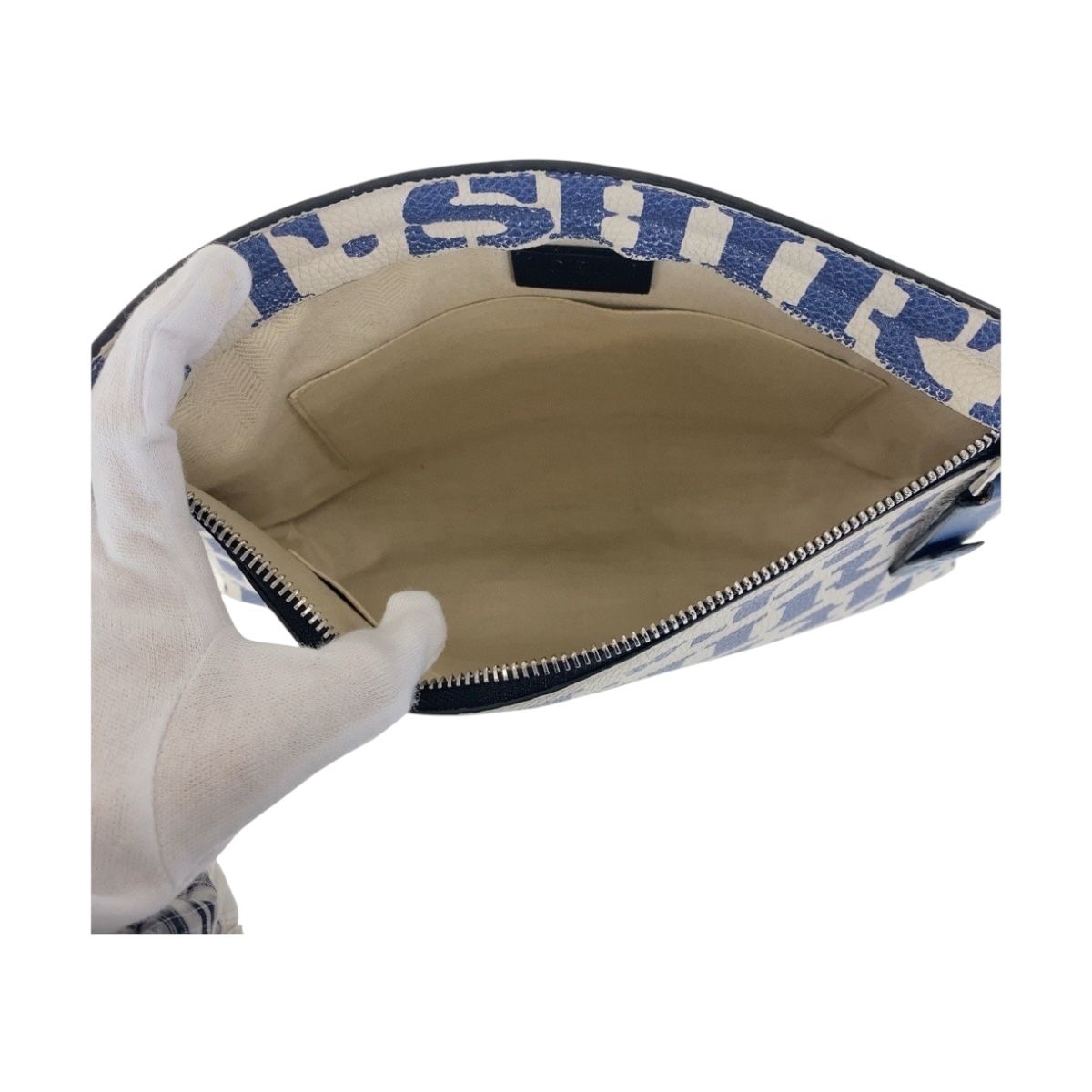 Loewe T Pouch Blue White Silver Leather Clutch — view 7