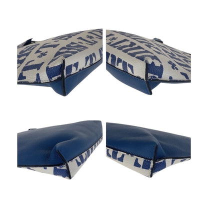 Loewe T Pouch Blue White Silver Leather Clutch — view 3