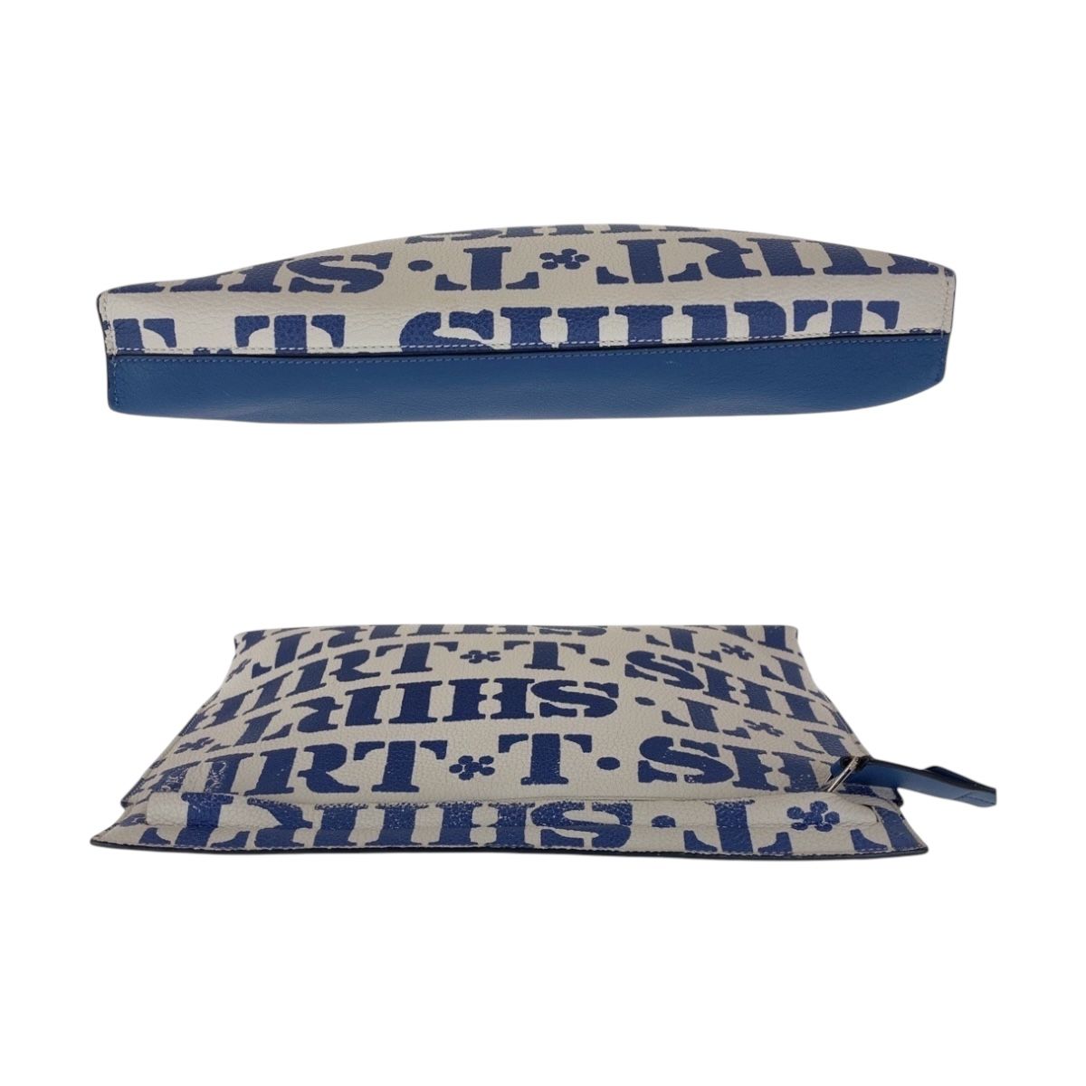 Loewe T Pouch Blue White Silver Leather Clutch — view 8
