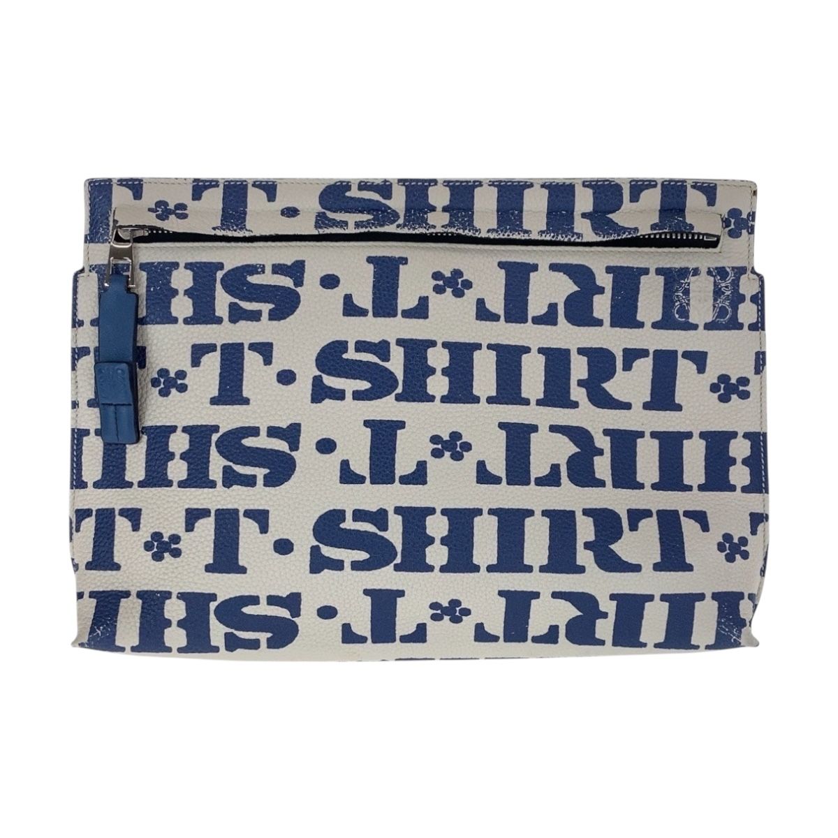 Loewe T Pouch Blue White Silver Leather Clutch