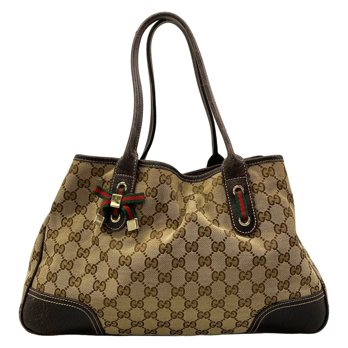 Gucci Tote Prince Beige Dark Brown Multi Leather