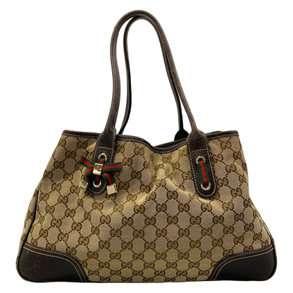 Gucci Tote Prince Beige Dark Brown Multi Leather
