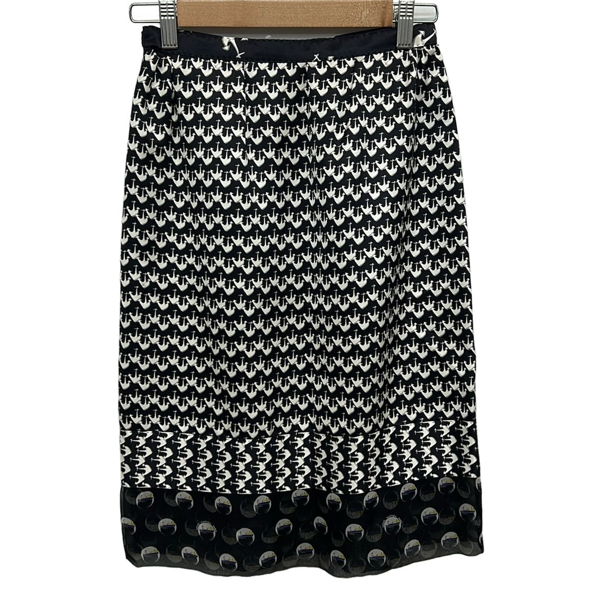 Louis Vuitton Skirt 34 S Black White Multi Knee Length Anchor — view 2