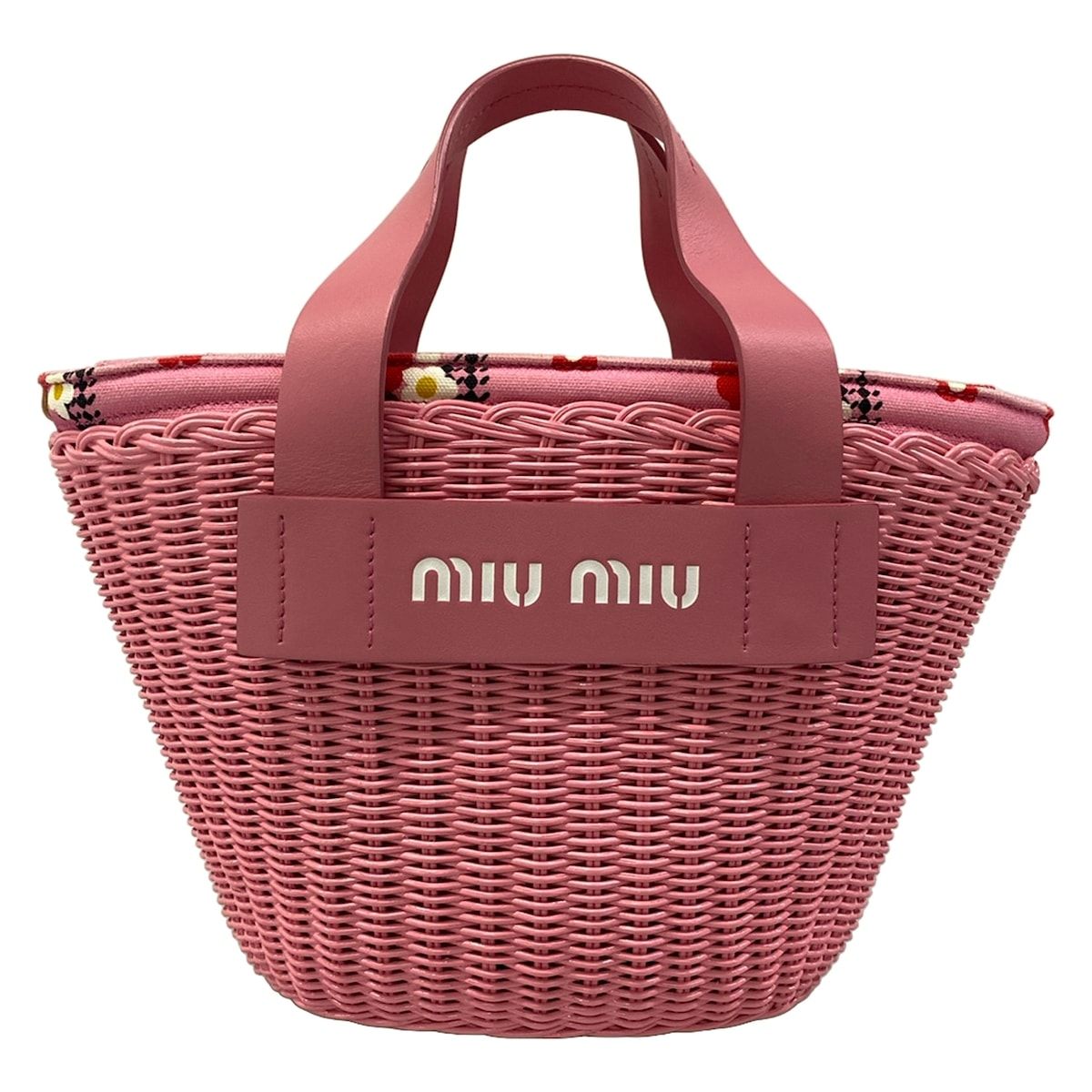 Miu Miu Handbag Pink Red Multi Basket Bag Floral Pattern