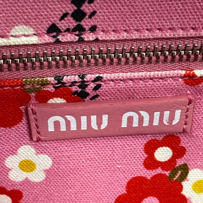 Miu Miu Handbag Pink Red Multi Basket Bag Floral Pattern — view 9