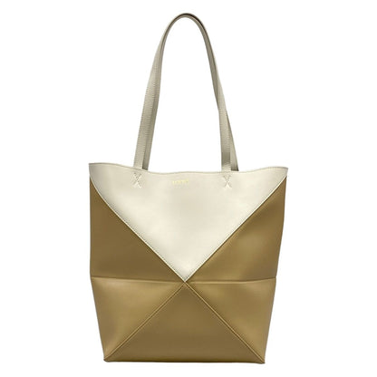 Loewe Tote Puzzle Fold Beige White Folding Bicolor