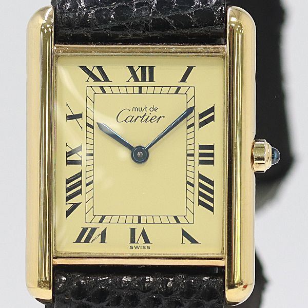 Cartier Bonded Must Tank Quartz Ivory Dial Watch