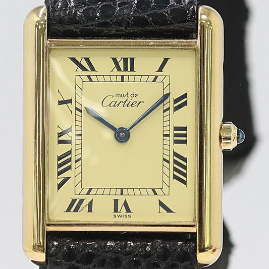 Cartier Bonded Must Tank Quartz Ivory Dial Watch